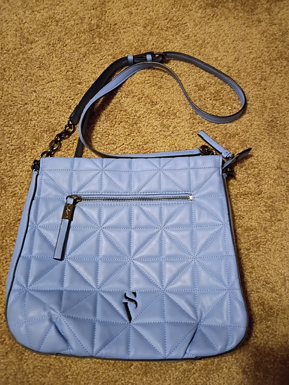 Vera Wang Powder Blue Quilted Crossbody Bag